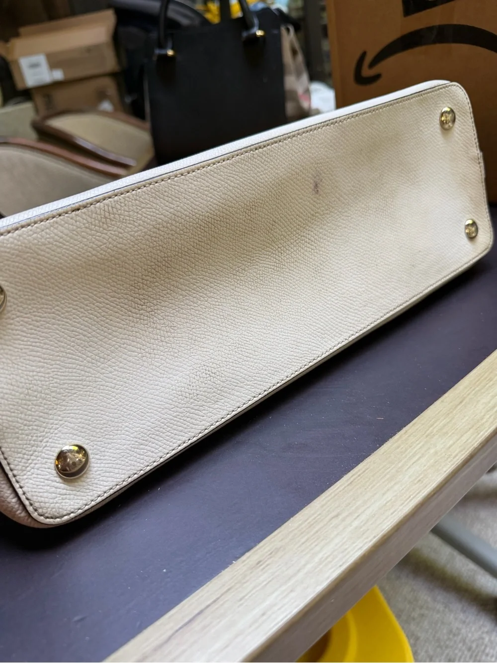 Coach Khaki and Chalk Dome Satchel with Strawberry Charm